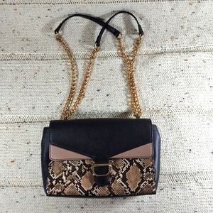 Black and Tan Snake Print Women's Bag